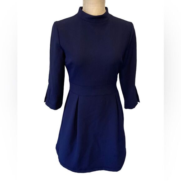 Nicole Miller Atelier - NWT Navy Blue Sheath Dress with Mock Neck - Picture 4 of 9